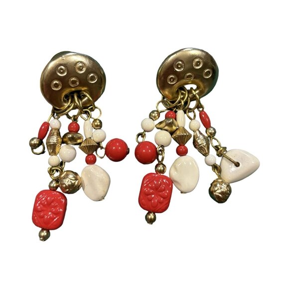 Vintage Art Deco Southwest Style Earrings Retro Costume Earrings Fun Whimsy - Picture 1 of 6